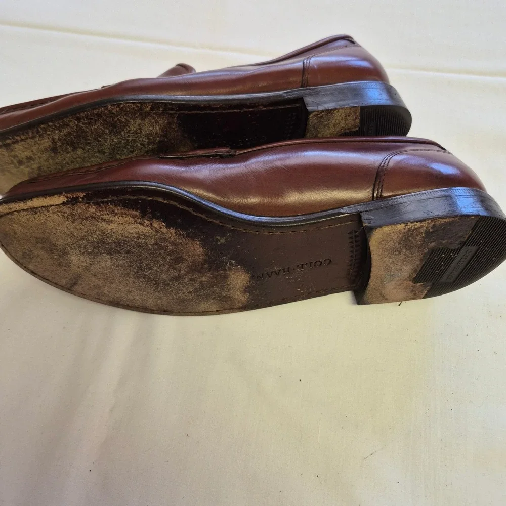 Cole Haan Mens Brown Leather Loafers Dress Shoes Size 8 D Made in USA